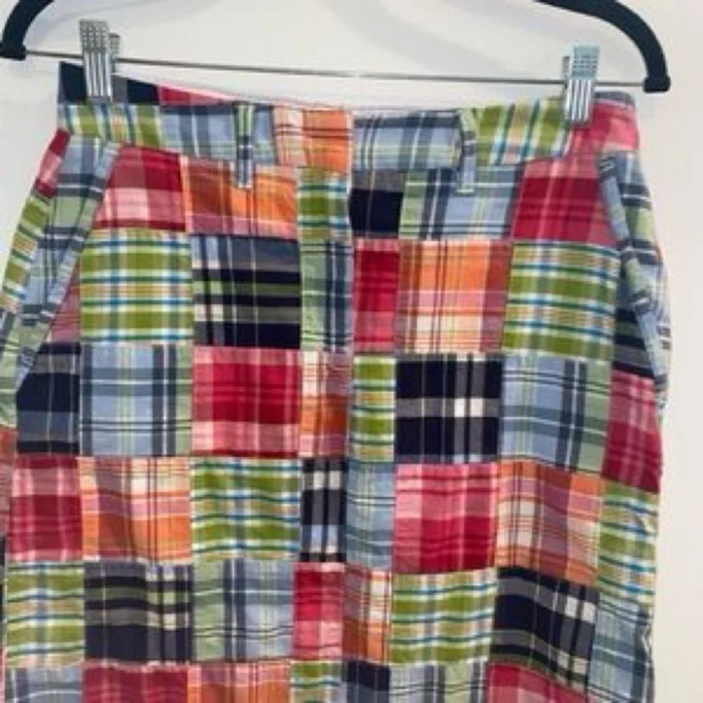 L.L.Bean Favorite Fit Patchwork Madras Plaid Skirt Multicolor Cotton Size 4 - Picture 4 of 12